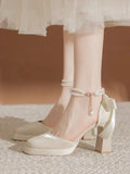 Xajzpa Mary Jane High Heel Sandal for Women Buckle Strap Female Shoe Espadrilles Platform High-heeled Block Girls Clogs Lacquered
