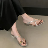 Xajzpa Brand New Women's Slippers Metal Decorations Summer Footwear Fashion Flat Sandals Set Toe Round Head Beach Shoes Mujer