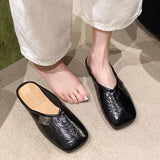 Xajzpa Square Toe Shoes Ladies' Slippers Luxury Slides Slipers Women Silver Cover Designer Retro Shoes Woman's Slippers Slides Squ