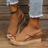 Summer Plus Size Wedge High Heels Sandals Women 2024 Peep Toe Platfrom Sandals Woman Buckle Strap Non Slip Beach Sandles Mujer