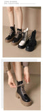 Xajzpa British Style Autumn Platform Shoes for Women Fashion Lace Up Round Toe Ankle Boots for Women Chunky Heel Ladies Short Boots