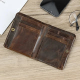 Xajzpa Leather Men‘s Short Wallet Hasp Genuine Leather Unisex Zipper Coin Clutch Purse Cowhide Card Holder Trifold Man wallets