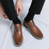 Xajzpa High end Brand Men's Shoes Formal Lace Sharp Smooth Casual Fashion Classic Elegant Business Leather Shoes