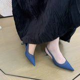 Xajzpa Brand New Women Sandals Fashion Pointed Toe Shallow Slip On Ladies Elegant Slingback Shoes Med Heel Pumps Shoes Mujer