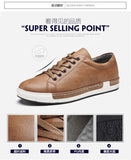 Xajzpa Men's Casual Leather Shoes for Men Fashion Four Seasons Breathable Lace-up Athletic Shoes Shallow Skate Shoes Large Sizes 38-48