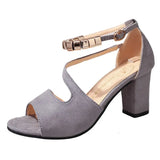 Xajzpa Beige Heeled Sandals Comfort Shoes for Women Med Buckle Strap 2025 Summer Black Block Girls Low Closed High Medium New Fashion S