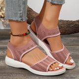 Xajzpa Women's Knit Elastic Cloth Wedge Sandals Slip on Lightweight Walking Sandals Plus Size Comfortable Summer Sports Sandalias Mujer
