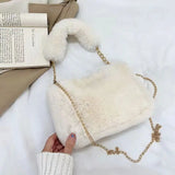 Xajzpa Autumn And Winter Plush Handbag For Woman New Small Chain Crossbody Bag Fashion Small Square Bag Single Shoulder Bag