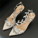 xajzpa Street Style Fashion PVC Transparent Pointed Toe Women Sandals Street Prom Thin Heels Shoes Summer Zapatos De Mujer
