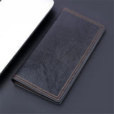 Xajzpa New Men Long Thin Slim Wallets Vintage Pu Leather Male Credit Card Holder Brown Money Purses Solid Simplicity Wallet For Man