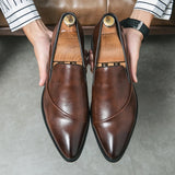 Xajzpa  New Men's Formal Elegant Dress Shoes Simple One Step Step Step Men's Leisure Fashion Original Pointed Moccasin Shoes