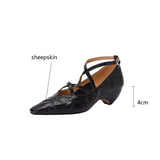 New Spring Summer Sheep Leather Women Shoes Square Toe Shallow Women Pumps Mary Jane Shoes for Women Straps Gladiator Shoes