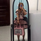 Vintage Sweet Pink Handbags for Women Classic Large Capacity Lolita Bow Shoulder Bag Teenage Girls PU Tote Bag Harajuku