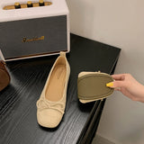 Xajzpa New Fashion Women's Flat Shoes Silver Bow Soft Bottom Non-slip Ballet Shoes High-end Luxury Elegant Lady Shoes Zapatos Mujer
