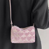 Xajzpa - Pink Women Handbag Heart Casual Sweet Cute Shoulder Bag Autumn Winter New Korean Style Luxury Designers Square Bag