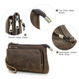 Xajzpa Genuine Leather Men Clutch Bag Design Handbag Long Wallet Male Purse Travel Charge Storage Bag Cable Organizer