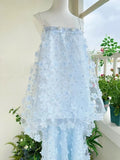 Xajzpa Fashion Women Dress Sleeveless Strapless Sling 3D Flowers Solid Color Fairy Wind Female Party Dresses New Tide