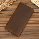 Xajzpa Vintage Genuine Leather Long Wallet Men Women Credit Card Holder Clutch Purse Coin Zipper Business Moible Phone Wallet