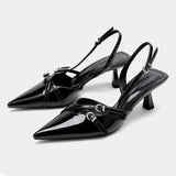 Xajzpa Spring summer pointed hollow thin heel fashionable shallow women's shoes with elegant temperament buckle decoration high heels