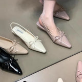 Xajzpa New Style Women's Sandals with Anti Slip Slim Heel Close Toes Elastic Band Bow Outdoor Black/White Fashion Sandals Zapatos Mujer