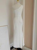 Xajzpa Fashion Dress Women's Single Shoulder Forked Fish Tail White Elegant Dresses 2025 Summer New Tide