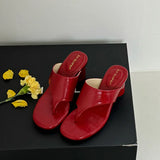 Xajzpa Summer New Women Slipper Fashion Square Toe Slip On Flip Flop Shoes High Heel Outdoor Dress Sandal Slides