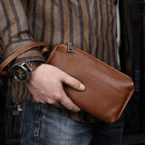 Xajzpa Men's Genuine Leather Clutch High Quality Long Wallet Women's Luxury Mobile Phone Bag Credit Card Holder Purse Wrist Bags