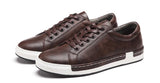 Xajzpa Men's Casual Leather Shoes for Men Fashion Four Seasons Breathable Lace-up Athletic Shoes Shallow Skate Shoes Large Sizes 38-48