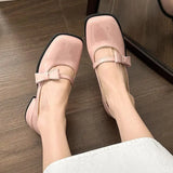 Xajzpa Spring Summer New coarse heeled women's single shoes bow pink simple comfortable versatile elegant sweet women's shoes