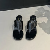 Xajzpa Summer New Women Slipper Fashion Square Toe Slip On Flip Flop Shoes High Heel Outdoor Dress Sandal Slides