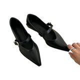 Xajzpa New Mary Jane Shoes Spring Autumn Pointed Toe Low Heel Women Shallow Single Pumps Women Fashion Buckle Shoes