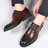 Xajzpa Men's casual shoes fashion brand classic casual men's PU leather shoes black hot selling breathable business men's shoes