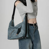 Xajzpa - Vintage Large Capacity Women Shoulder Bag Solid Color Pu Leather American Style Crossbody Bag New Luxury Designers Handbag