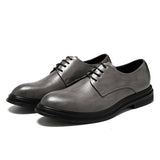 Xajzpa Gentleman Leather Shoes Classic Mens British Style Oxford Dress Shoes Leather Men's Shoes Handmade Lace Up Formal Wedding Shoes