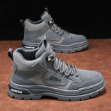 Xajzpa Autumn 2025 New Fashionable Workwear Boots Outdoor Trend Hiking Shoes Men's Thick Soled Gray Casual Shoes Men's  Flat Boots