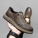 Xajzpa high-quality leather casual fashion luxury brand men's breathable flat shoes with lace Oxford comfortable outdoor running shoes