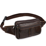 Xajzpa Leather Men Waist Pack Fashion Fanny Pack for Cell Phone Male Crazy Horse Leather Chest Bag Belt Bag Small Shoulder Bag