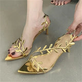 xajzpa Street Style Fashion PVC Transparent Pointed Toe Women Sandals Street Prom Thin Heels Shoes Summer Zapatos De Mujer