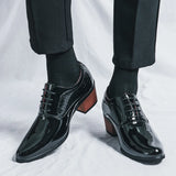 Xajzpa New men's lace up Oxford shoes genuine leather high heels club classic pointed casual fashion shoes new style