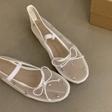 Xajzpa New Brand Women Flat Shoes Fashion Mesh Ladies Elegant Mary Jane Shoes Soft Sole Outdoor Dress Ballerinas