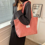 Xajzpa Large Capacity Corduroy Shoulder Bag New Fashion Simple Handbag Leisure Student Side Bags for Woman