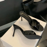Xajzpa Brand Women Slippers High Heels Sandals Sexy Pointed Open Toe Party Wedding Summer Shoes Woman Soft Outdoor Slides