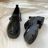 Xajzpa  Chunky Platform Oxfords Shoes for Women spring Non Slip Lace Up Flats Woman Thick Bottom Patent Leather Gothic Shoes