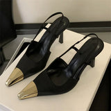 Xajzpa Street Style Pointed Toe Women Pumps Fashion Slingbacks Thin High Heels Elegant Stripper Prom Ladies Sandals Shoes