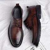 Xajzpa genuine leather fashionable casual men's classic business Oxford shoes versatile men's shoes wedding retro leather shoes
