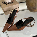 Xajzpa Street Style Sexy Pointed Toe Metal Buckle Strap Women Pumps Stripper Sandals Slingback High Heels Female Shoes