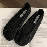 Xajzpa Summer Fashion Concise Round Head  Women Ballet Flats Low Heels Bow Mesh Party Slide Mules Casual Shoes Zapatos De Mujer