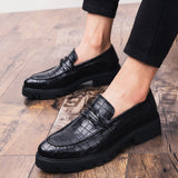 Xajzpa - Classic Crocodile Skin Oxfords Men Shoes Summer Casual Shoe Man Fit Wedding Party British Men's Footwear Male Flats Zapatos