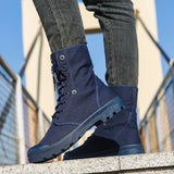 Xajzpa Men's Fashion Canvas Shoes Spring and Autumn Outdoor Shoes Thick-soled High-top Shoes Cuff Shoes Fashion Sports Shoes