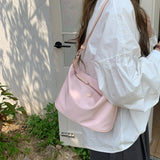 Simple Women's Nylon Shoulder Bags Solid Color Female Lightweight Messenger Bag Fashion Girls Hobos Underarm Bag Purse Handbags